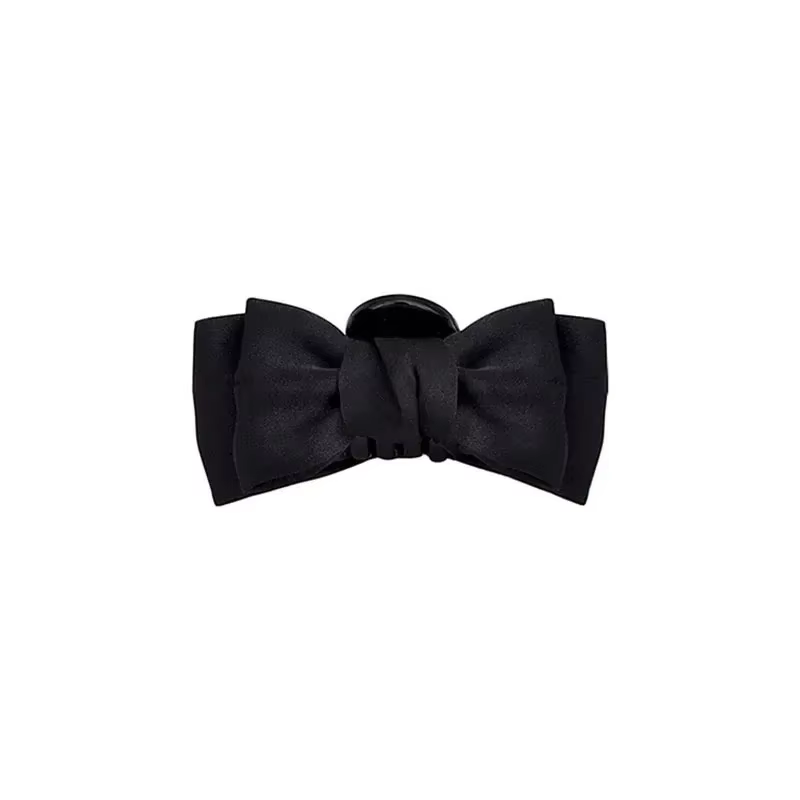 Pince à cheveux avec nœud noir pour femmes et filles, pince latérale pour la front, princesse, petit