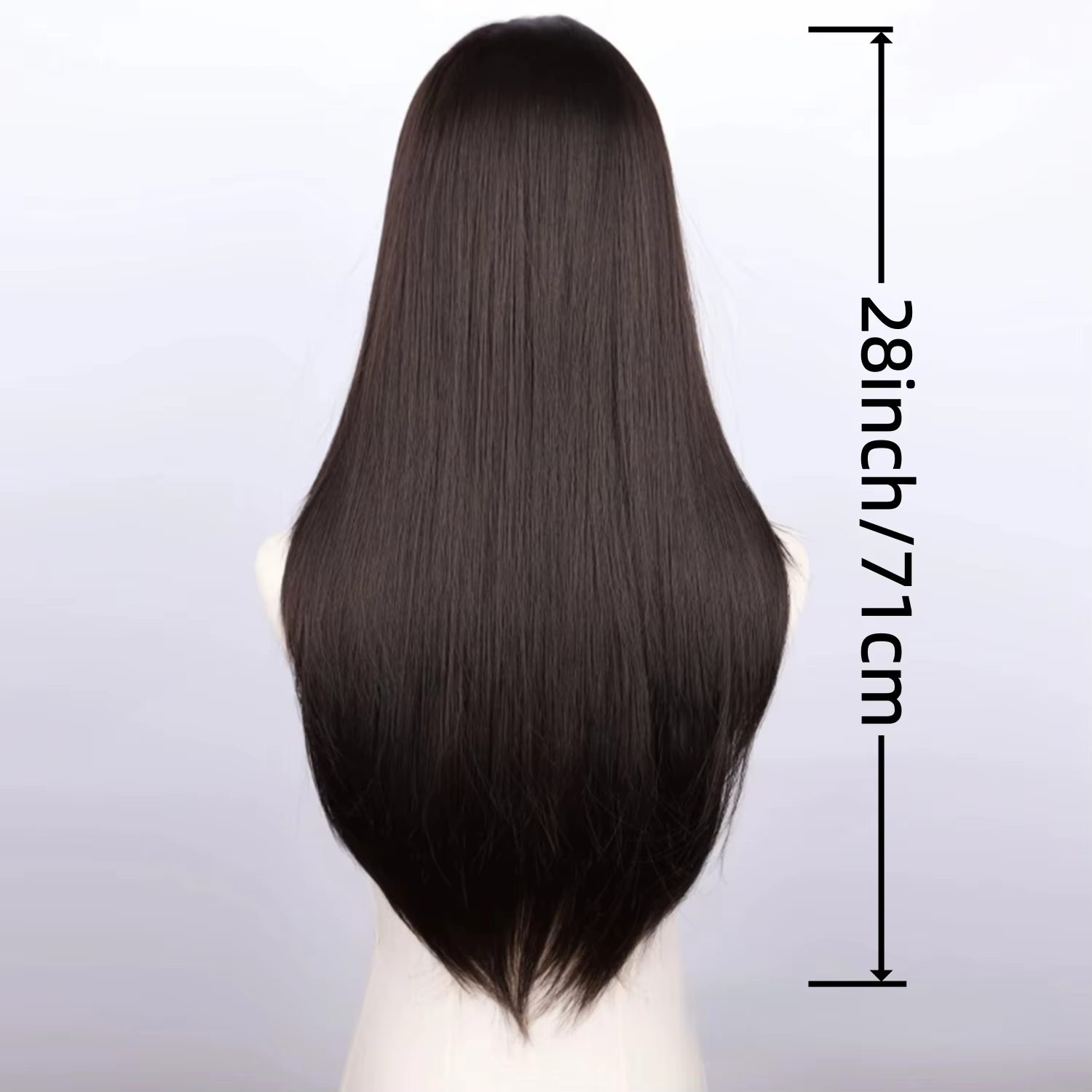 Perruque synthétique lisse noire naturelle de 28 pouces, adaptée aux femmes pour le carnaval, St. Jo