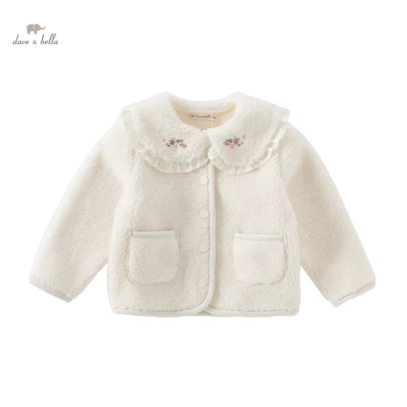 Dave Bella enfants filles bébé hauts vêtements d'extérieur 2024 nouveau automne hiver doux mignon en