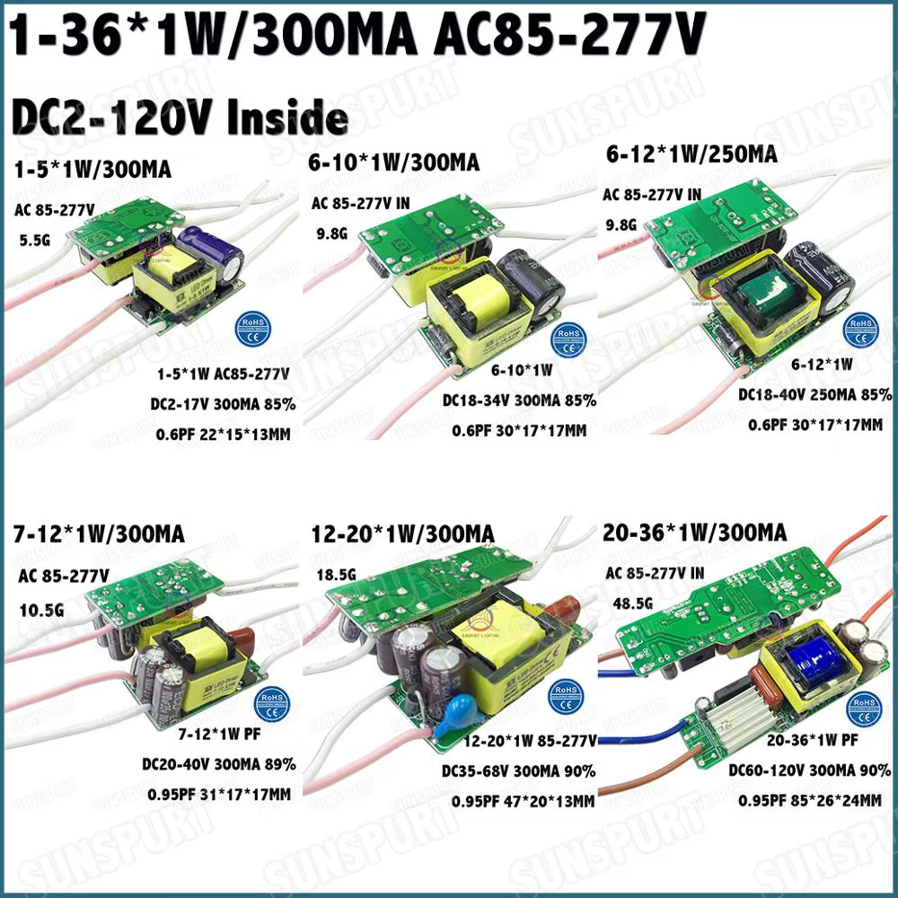 Puce d'adaptateur à courant constant IP67, pilote LED haute puissance, intérieur externe, 300MA, 450