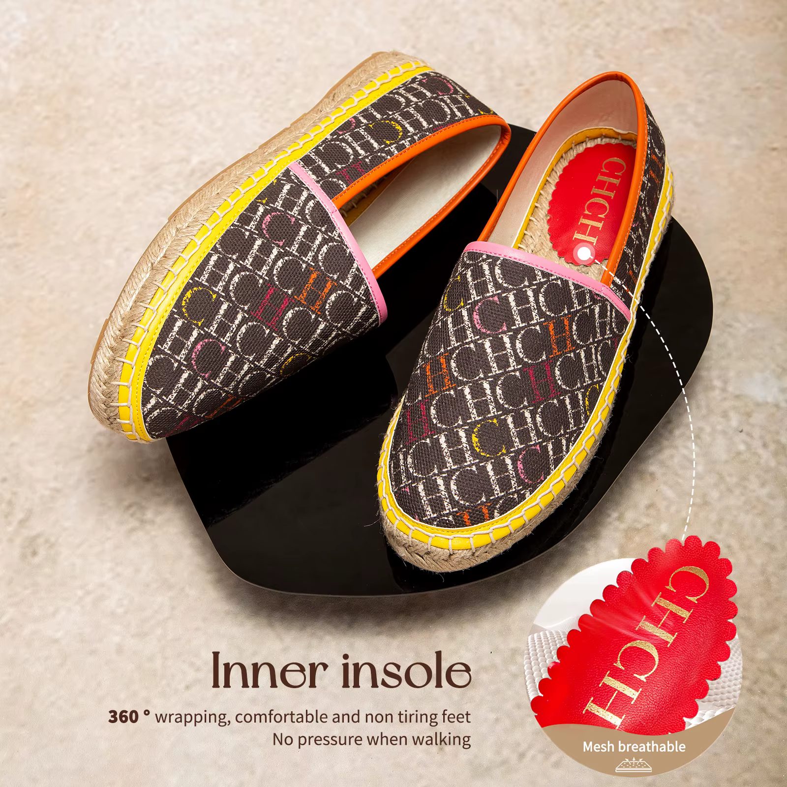 "Chaussures plates décontractées en toile pour femmes avec tissage tailles 36-41 adaptées aux voyage