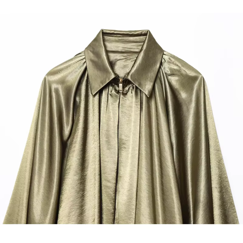 MUJER froncé Bomber vestes pour femmes gonflé surdimensionné veste femme manteaux d'été Demi-saison 