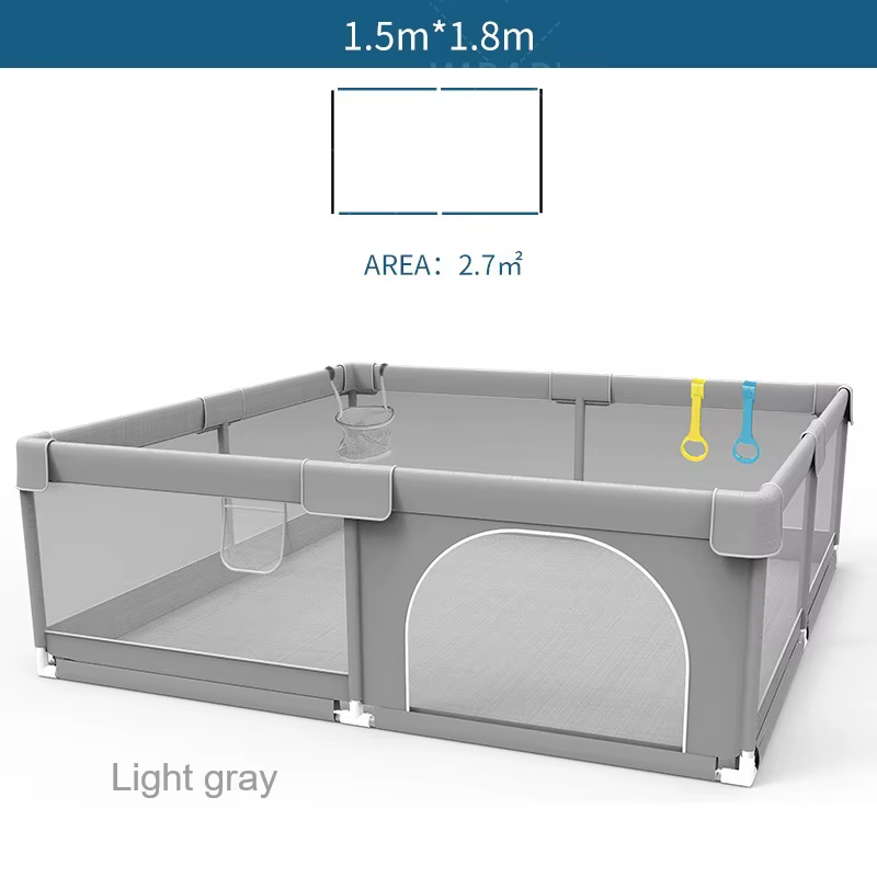 IMBABY Aire de jeux pour bébé 150x180 cm Parc pour bébé Boîte de clôture pour enfants grise avec par