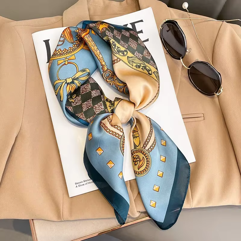 Foulard carré de luxe pour femmes, châle en soie, sensation de soie, Hijab en Satin, enveloppes de m