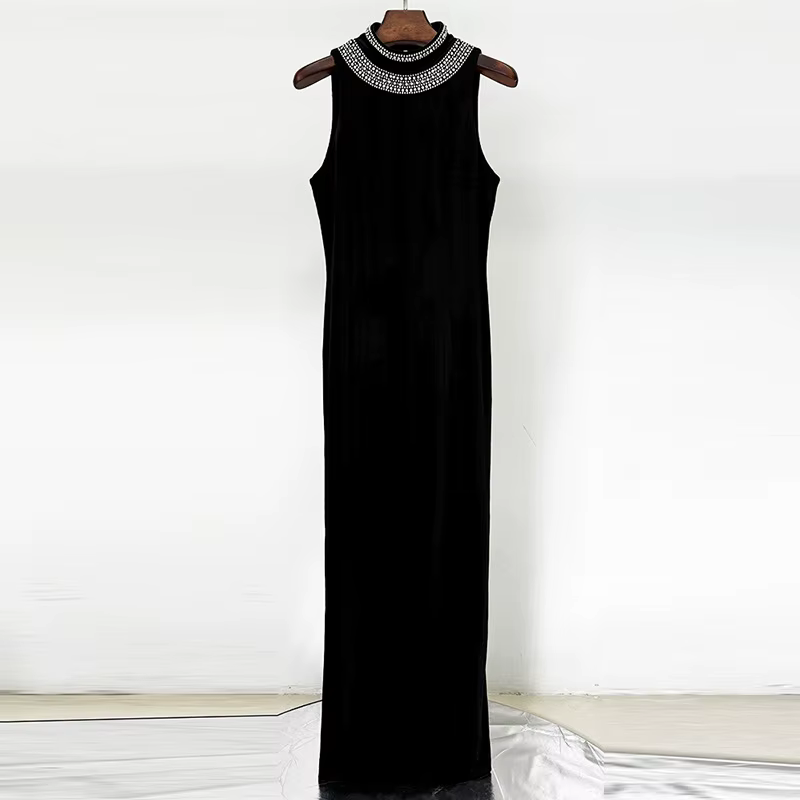 Robe à perles lourdes pour femmes, Streetwear tendance, élégante, amincissante, Sexy, dos nu, en vel