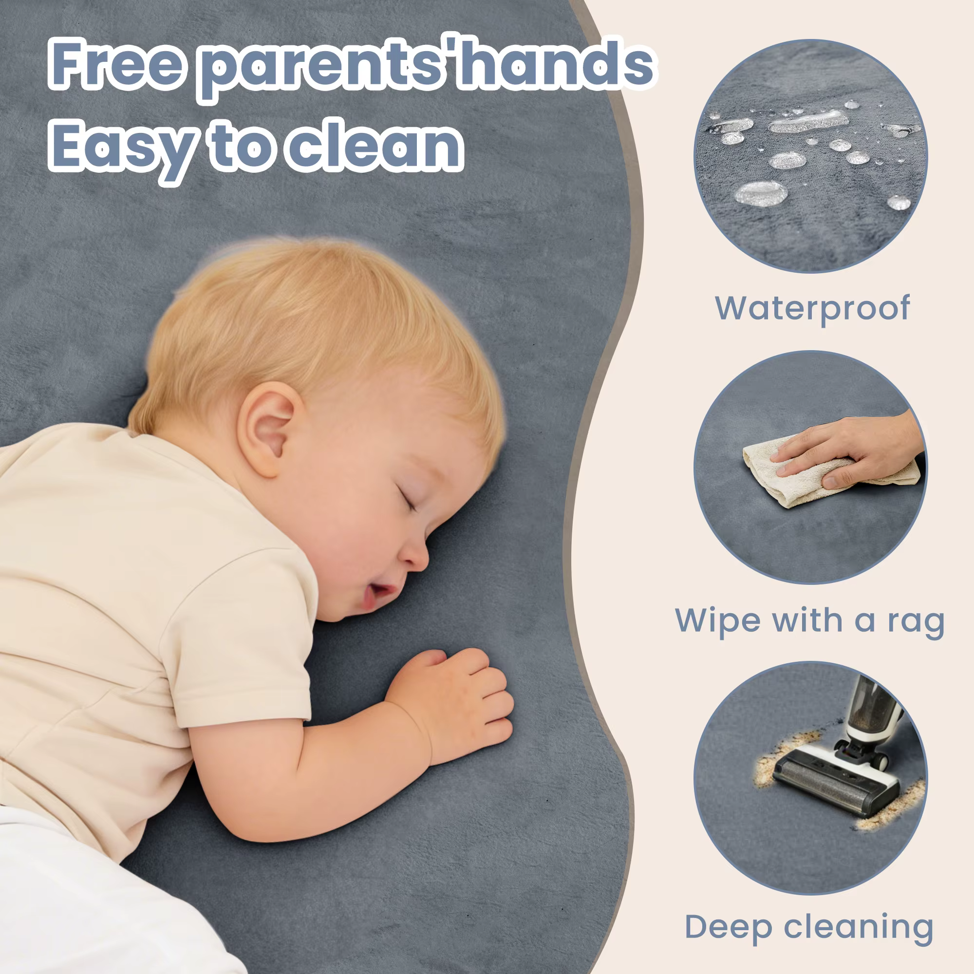 Tapis de jeu pour bébé de 2 cm d'épaisseur pour le temps sur le ventre, tapis en mousse à mémoire de