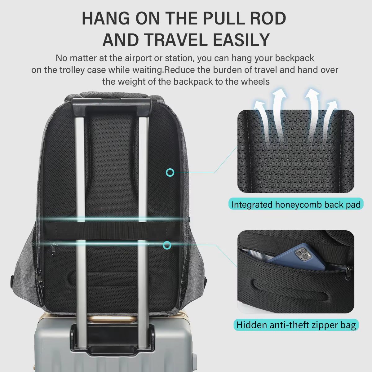 Tigernu hommes Anti-vol sac à dos 15.6 pouces sac à dos pour ordinateur portable sacs avec Port USB 