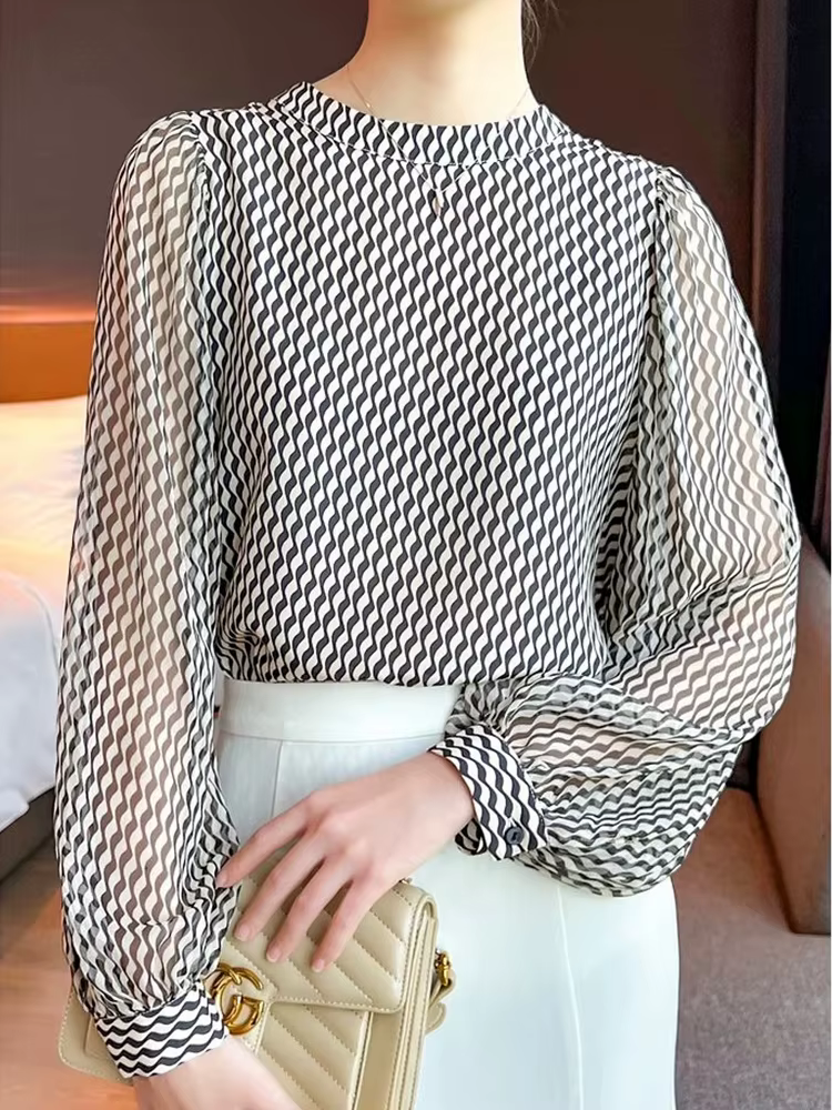 Printemps été chemises en mousseline de soie élégantes femmes Blouses pour un Look Chic mode dames h