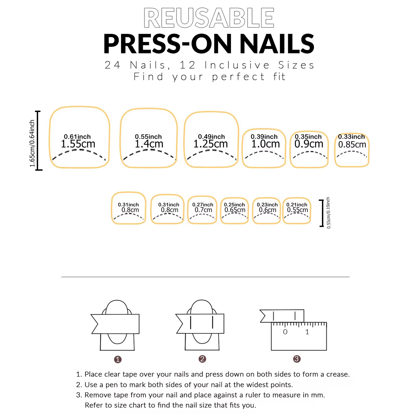 Ongles de Type presse 48 pièces, faux ongles carrés et de presse de taille moyenne, faux ongles poin