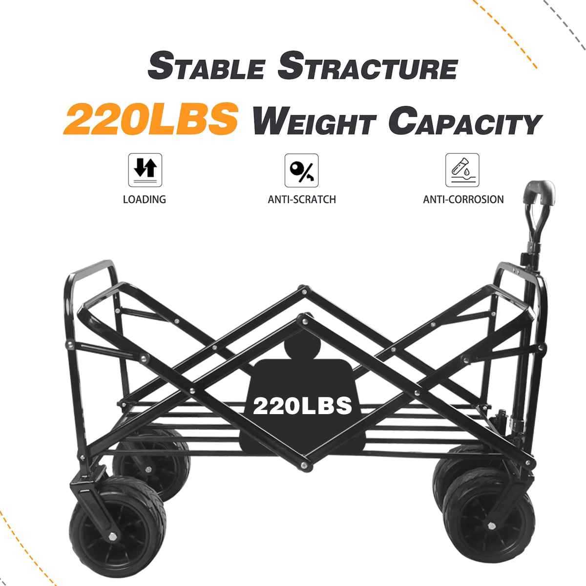 Chariot de plage pliable avec poignée réglable, chariot de plage, pliable, utilitaire, extérieur, ca
