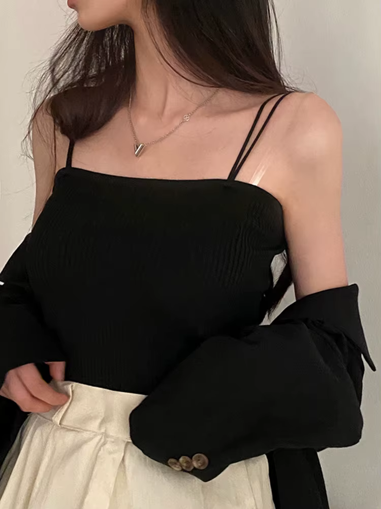2025 décontracté femmes licou culture hauts été sans manches Camis dos nu sangle débardeur mince sol