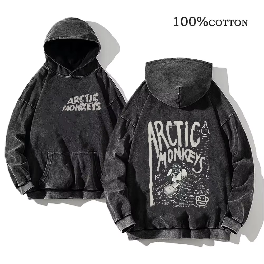 Sweat à capuche imprimé Rock rétro, Album de musique Arctic Monkeys, pull graphique pour hommes, Vin