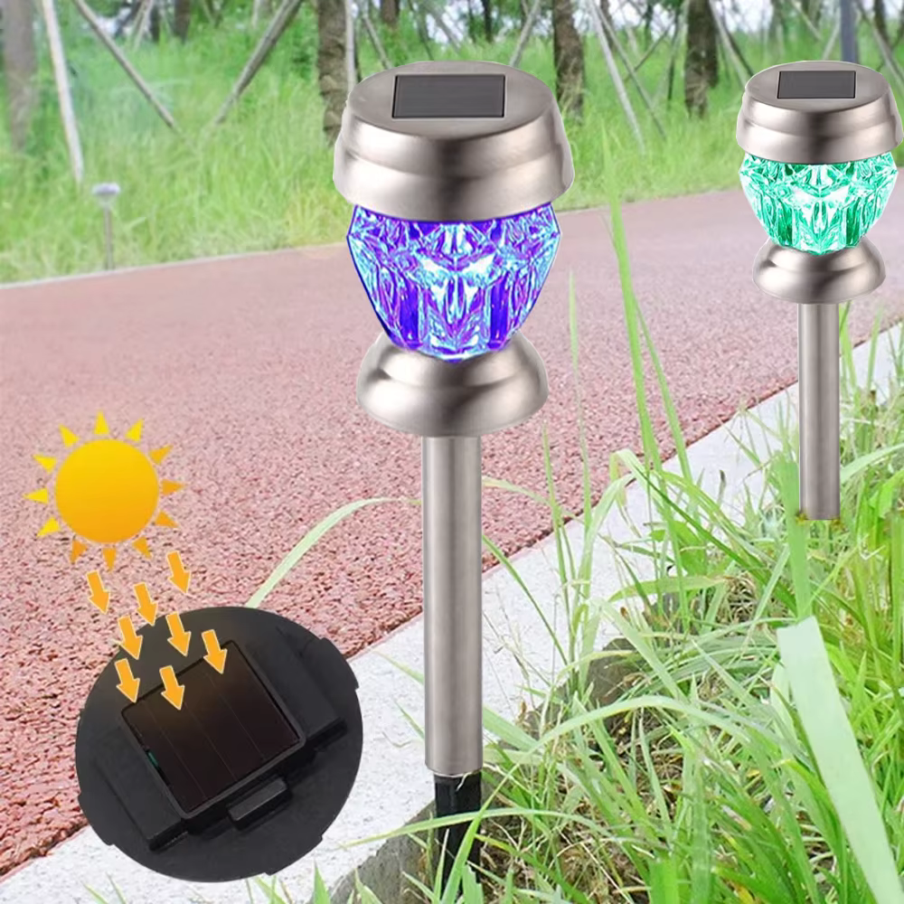 Lampe LED Solaire en Diamant à Poteau Droit, Imperméable, Luminaire Décoratif d'Extérieur, Idéal pou