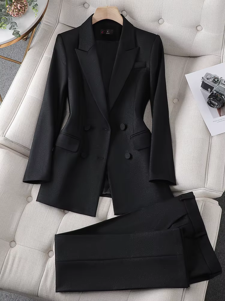 Blazer et pantalon imbibés pour femme, veste à manches longues, surintendant ser, vêtements de trava