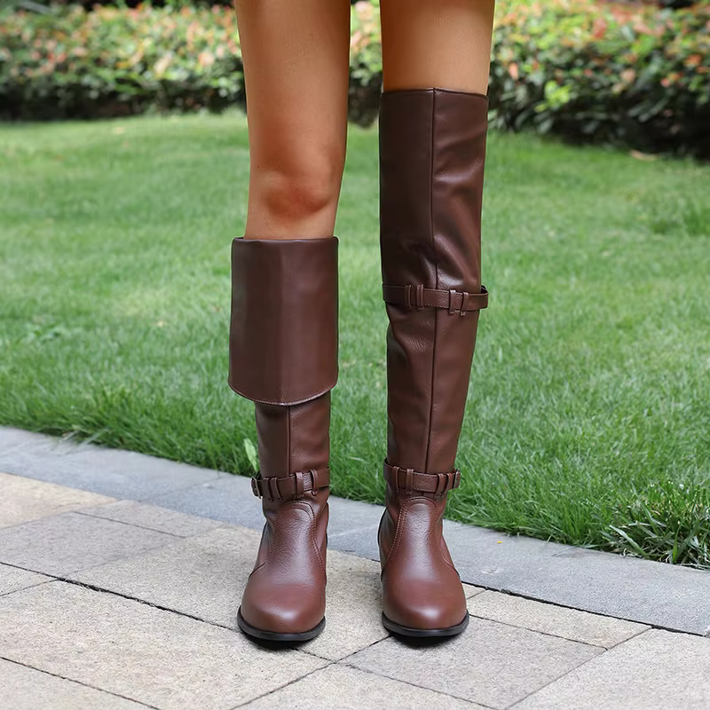 SIMLOVEbalance-Cuissardes à talons larges pour femmes, chaussures de nuit, à enfiler, taille 47 et 4