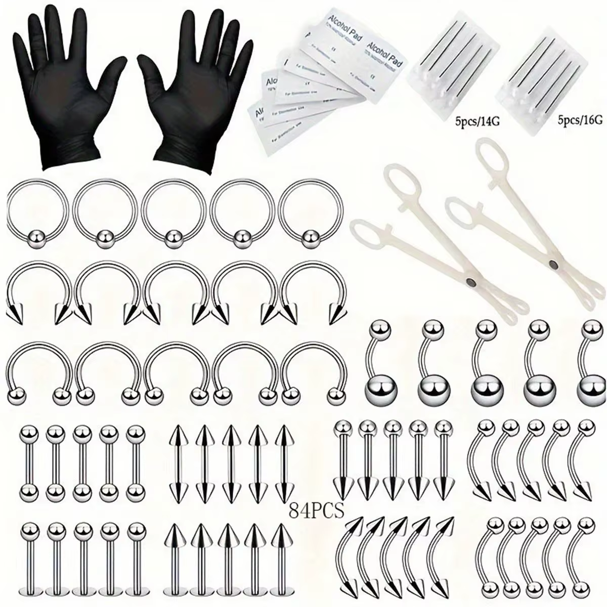 Kit de perçage d'oreille stérile 24/42/84 pièces, pistolet de perçage d'hélice pour Trago de Cartila