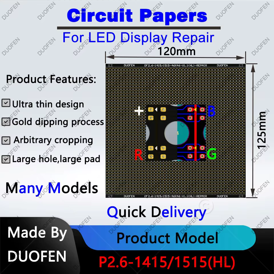 Papier de circuit série P2.6, tampons à souder double face, entièrement coupés avec de grands trous,