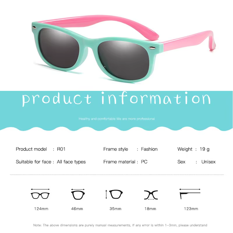 Lunettes de soleil polarisées pour enfants TR90, monture en Gel de Silicone, carrées classiques, pou