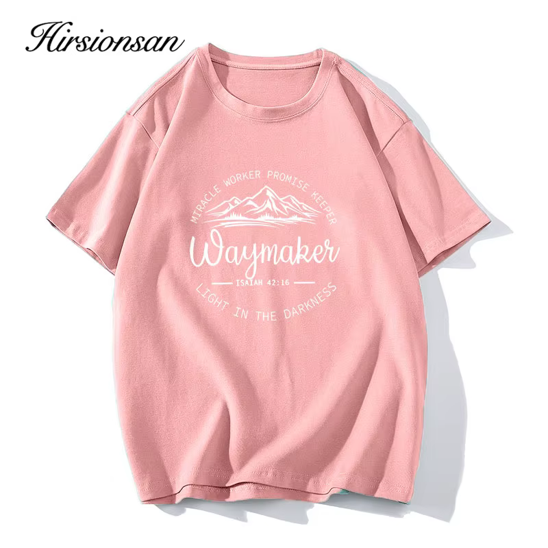 Hirsionsan-T-shirt col rond femme, 100% coton, imprimé montagne, vintage, décontracté, chic, été, 20