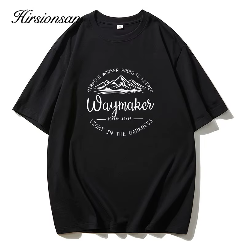 Hirsionsan-T-shirt col rond femme, 100% coton, imprimé montagne, vintage, décontracté, chic, été, 20
