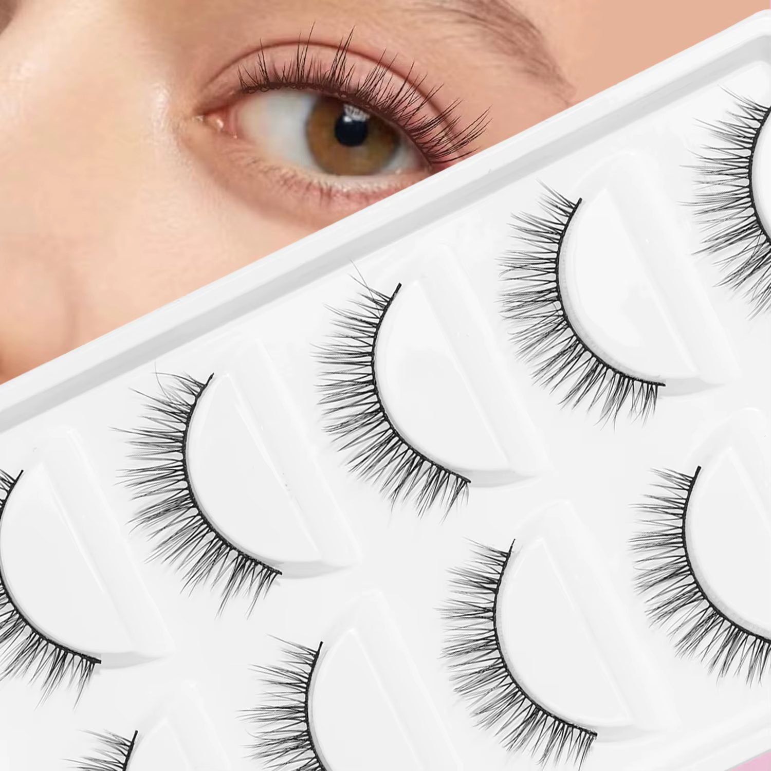 Cils Terrier noirs naturels, 5 paires, croix fine, adaptés à la date de travail quotidienne