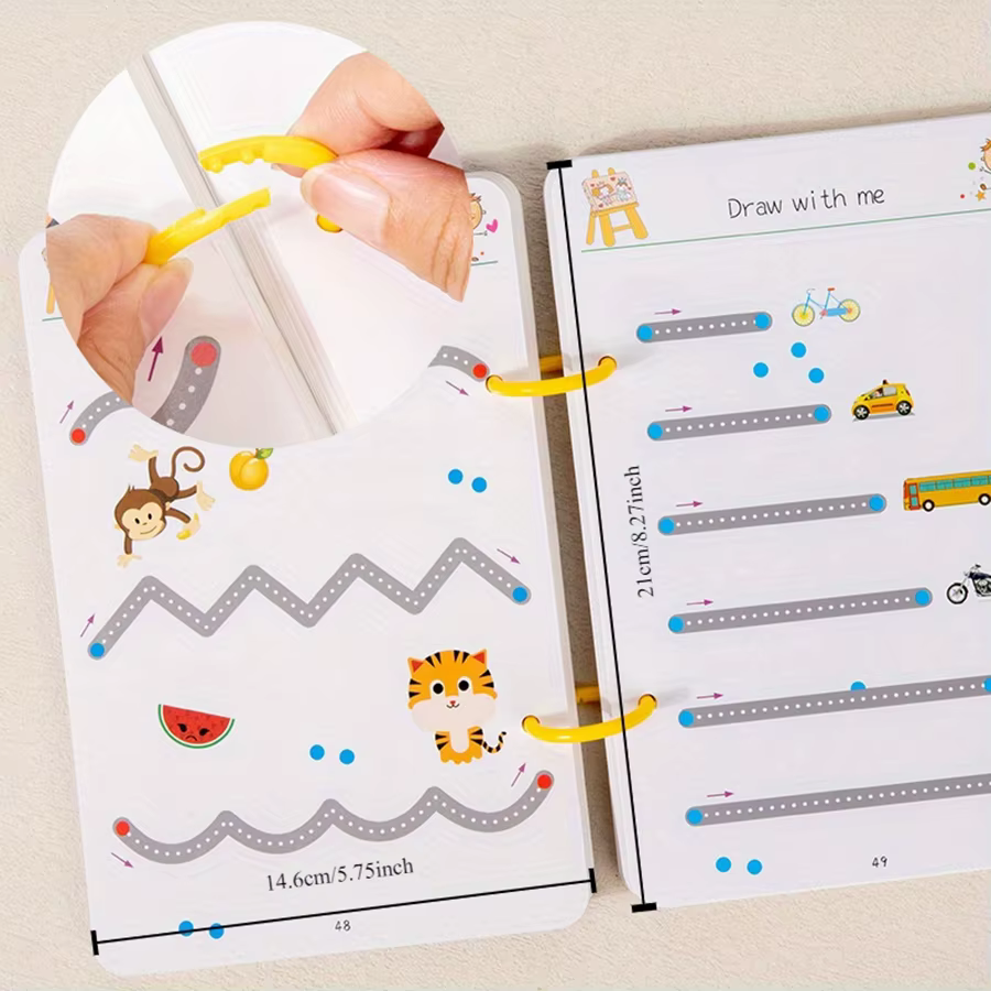 Cahier d'exercices de formation de contrôle de stylo pour tout-petits, cahier de pratique de traçage