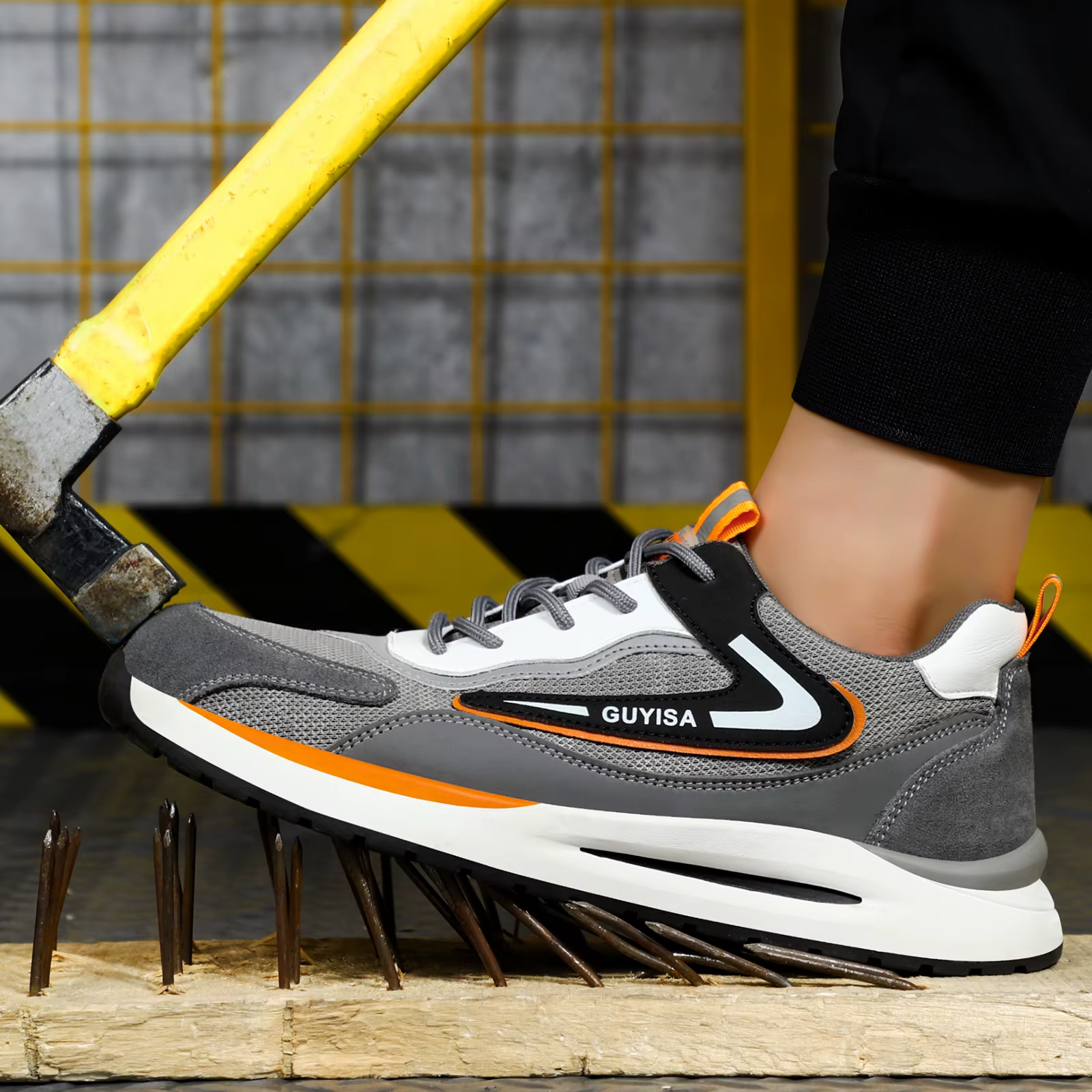 Chaussures de travail GUYISA pour hommes, avec embout en acier anti-écrasement et anti-perforation, 
