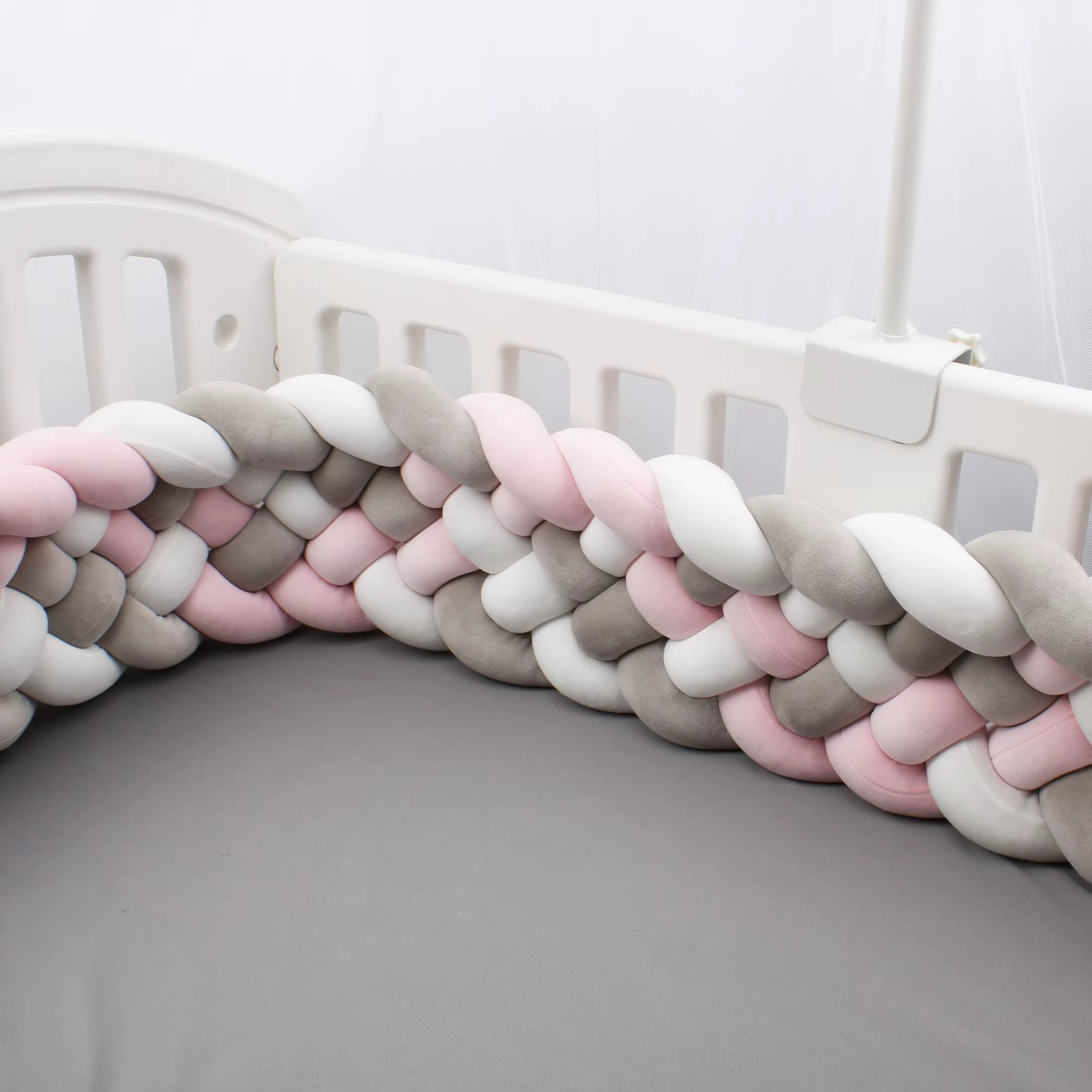 Pare-chocs de lit de bébé de 200cm, oreiller de noeud de tresse, coussin pour la protection de Cpull