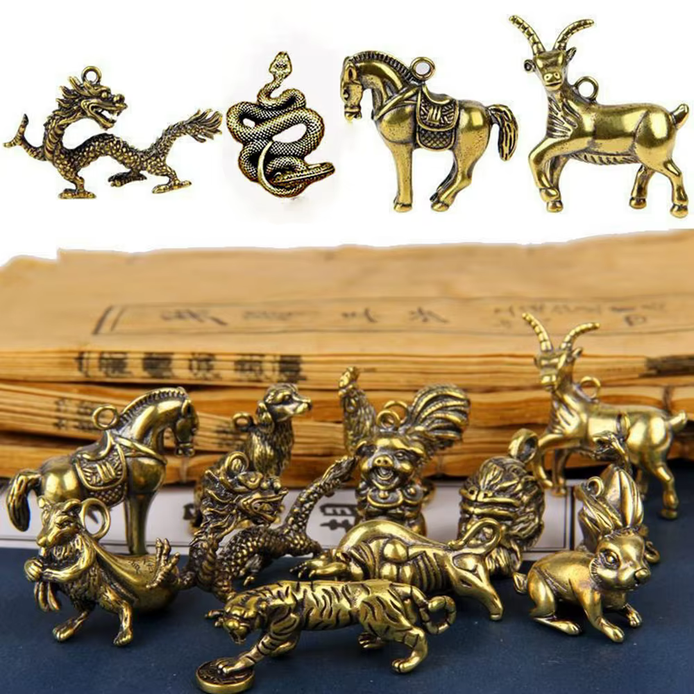 Statue d'animal en laiton jetable, ornement du zodiaque chinois, rat, bœuf, tigre, lapin, dragon, sa