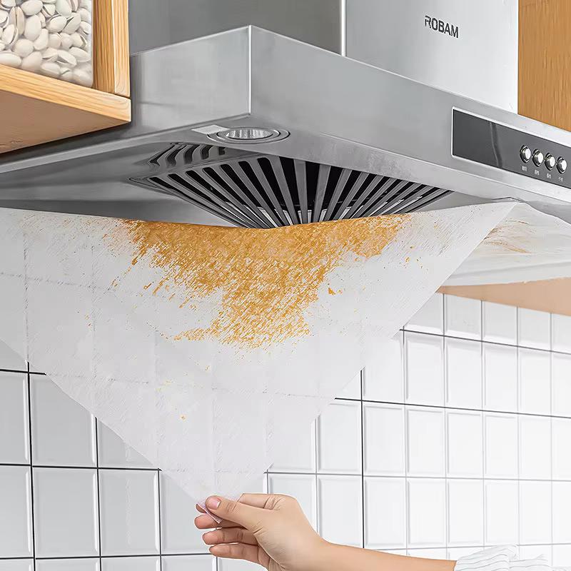 Papier filtre pour hotte de cuisine jetable, 46cm x 5/10M, Non tissé, résistant à l'huile, en coton,