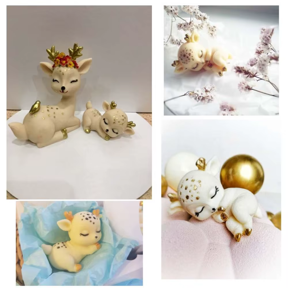 Moule en Silicone cerf Sika, bricolage créatif 3D, bougie de noël, fabrication de savon, argile anim