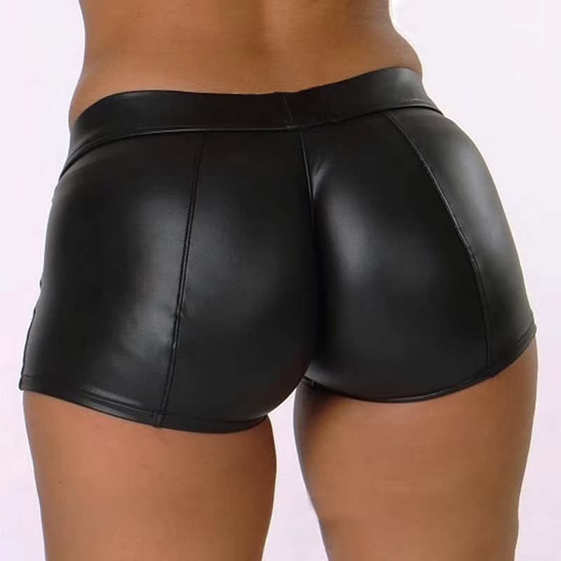 Short en cuir femmes taille haute moulante Push Up noir court Joggers sport Fitness femmes Sexy minc