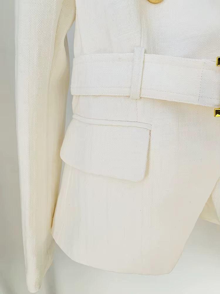 HIGH STREET Nouveauté 2026 Blazer de créateur pour femme, croisé, à boutons lion, jacquard monogramm