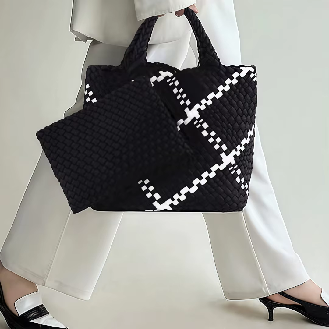 Sac tissé pour femmes, sac fourre-tout en néoprène, sac à main de plage d'été, sac à main rétro fait