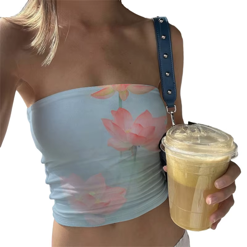 Hauts tubulaires d'été pour femmes, imprimé Floral, épaules dénudées, sans bretelles, Bandeau, vêtem