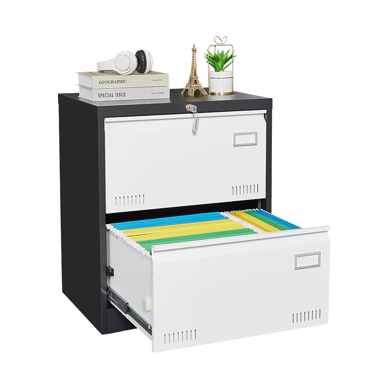 2 MELMetal-Classeur latéral avec serrure, armoire verticale de bureau pour le bureau à domicile/léga