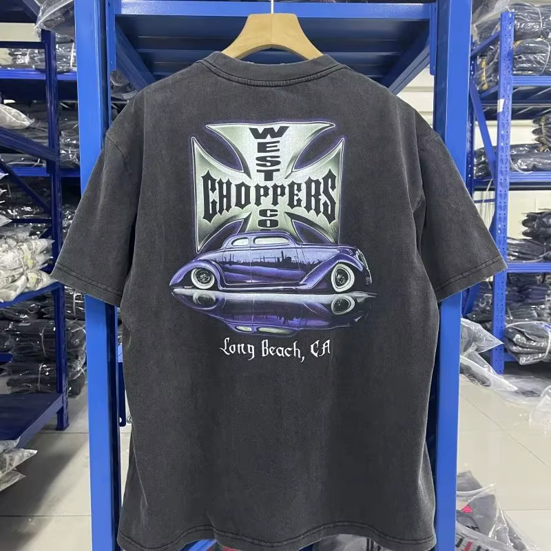 T-shirt imprimé Y2K vintage West Coast Choppers pour femme, en coton respirant, style motard rétro,