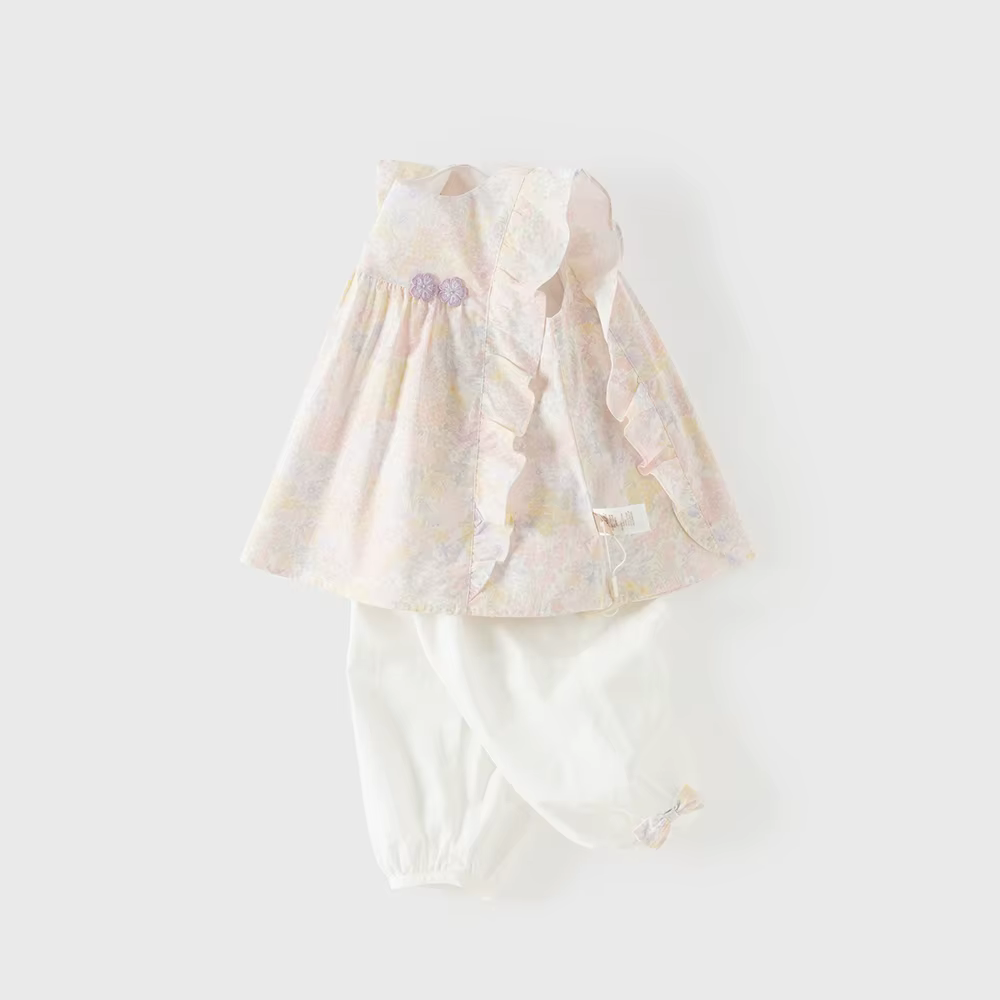 Ensemble haut et pantalon pour filles Dave Bella, costume d'été pour enfants, imprimé floral, élasti