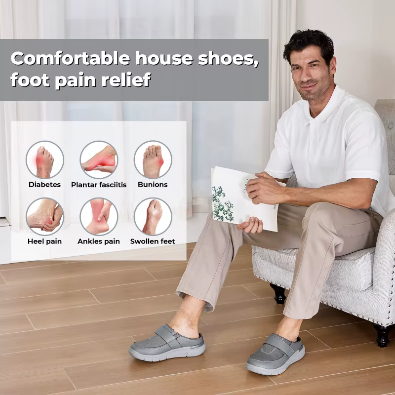 FitVille pantoufles larges pour hommes Mules à enfiler sabots pour pieds gonflés sangle réglable int