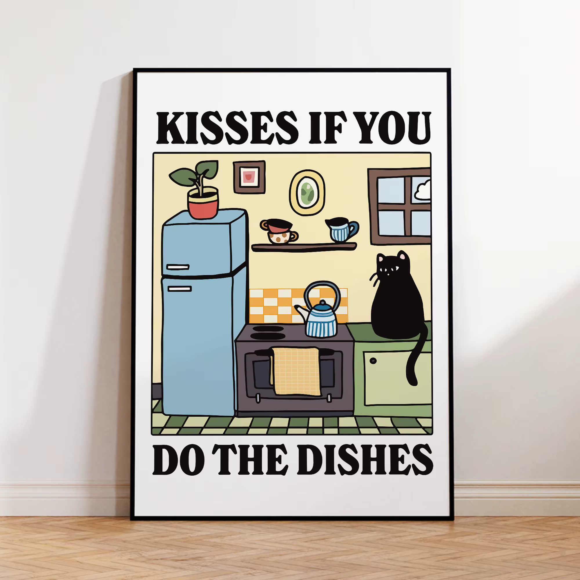 Beisses si vous faire les plats dessin animé chat mur Art imprime toile peinture affiche photo pour