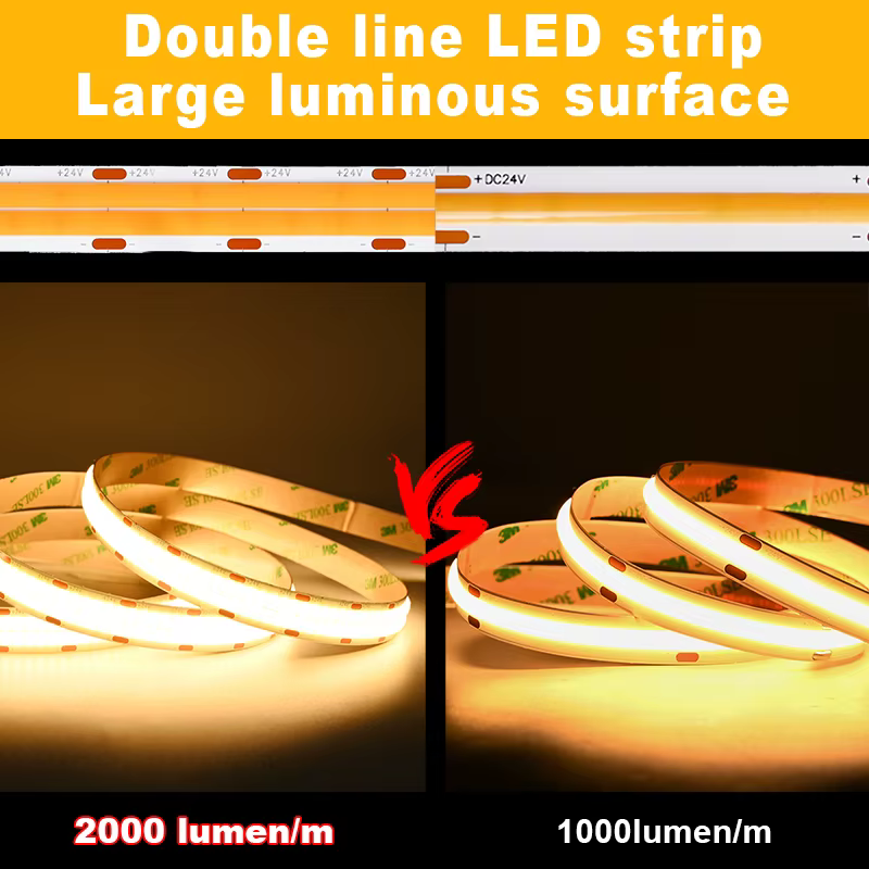 Bande LED COB Double rangée 10000lm Super lumineuse 600 LED s/m bande LED Flexible à intensité varia