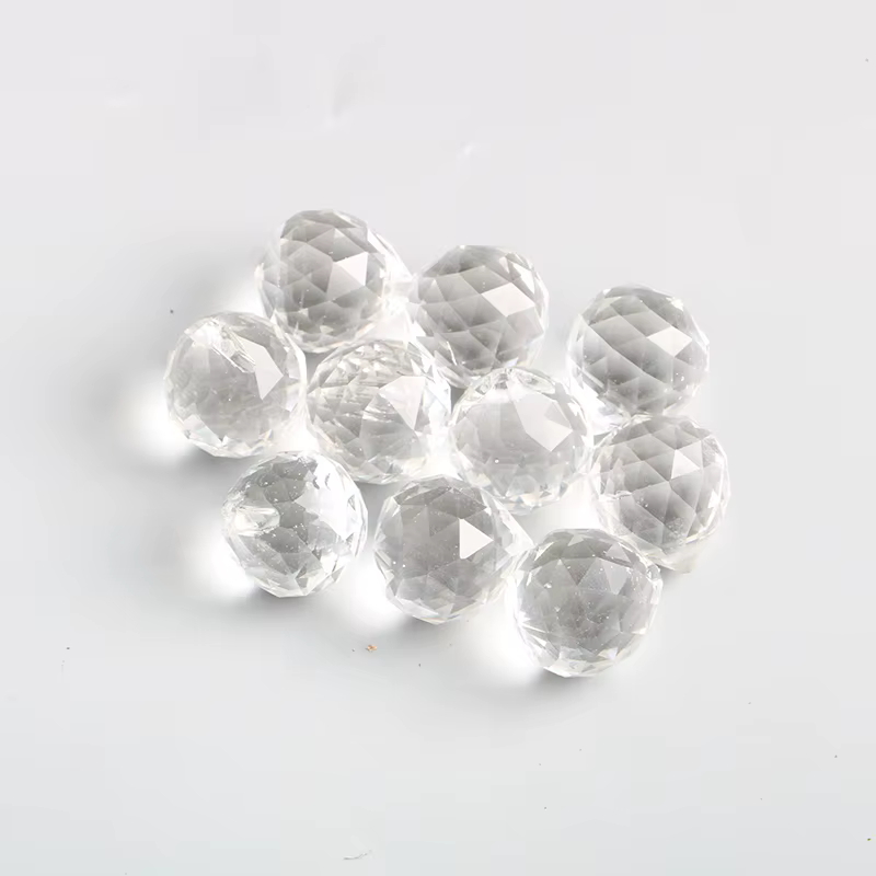 Boule de cristal à facettes transparentes, attrape-soleil en verre, prismes, lampe suspendue, pièces
