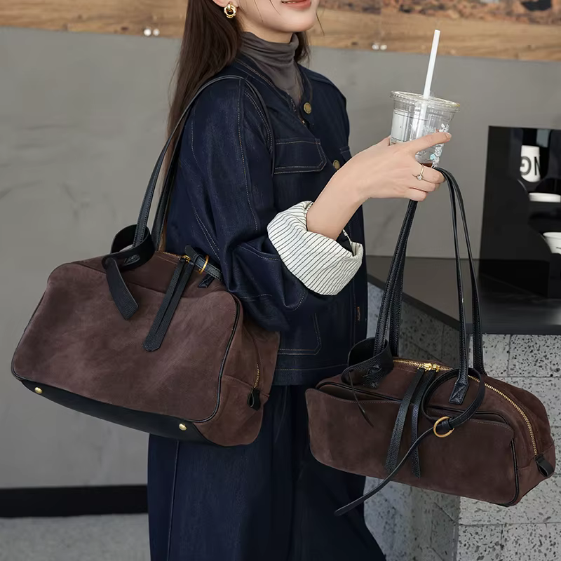 Sac fourre-tout en cuir véritable de vache pour femmes, fourre-tout en daim, sacs à main en cuir de 