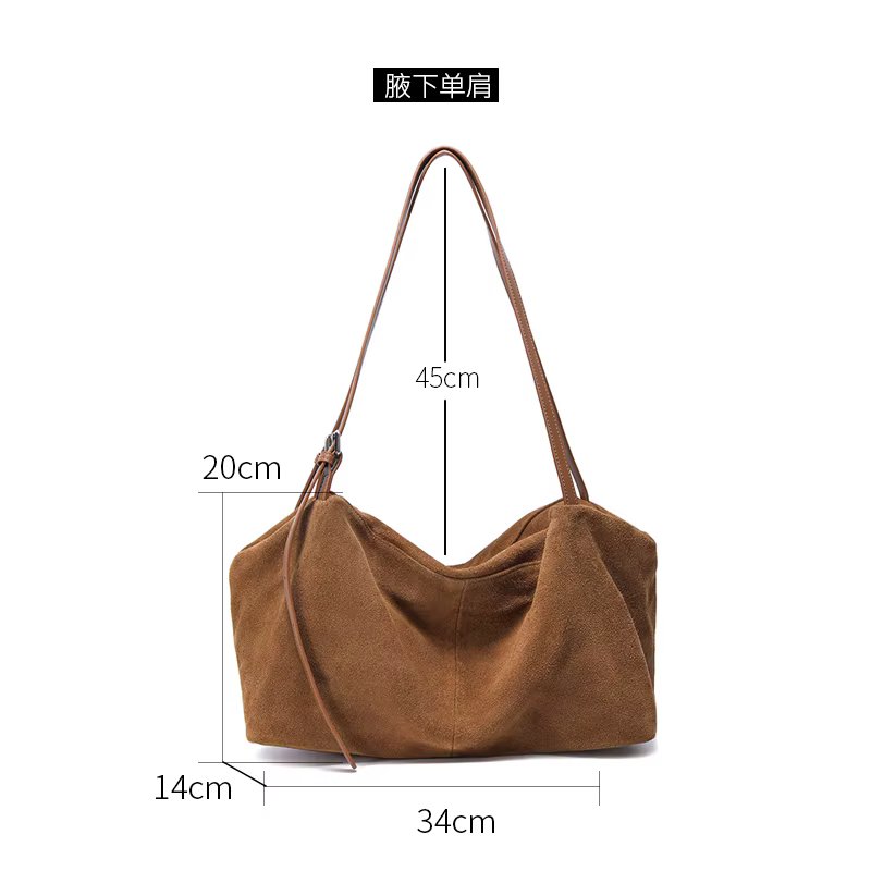 Sacs à main en cuir véritable Nuede naturel pour femmes, sac fourre-tout de grande capacité, sac de