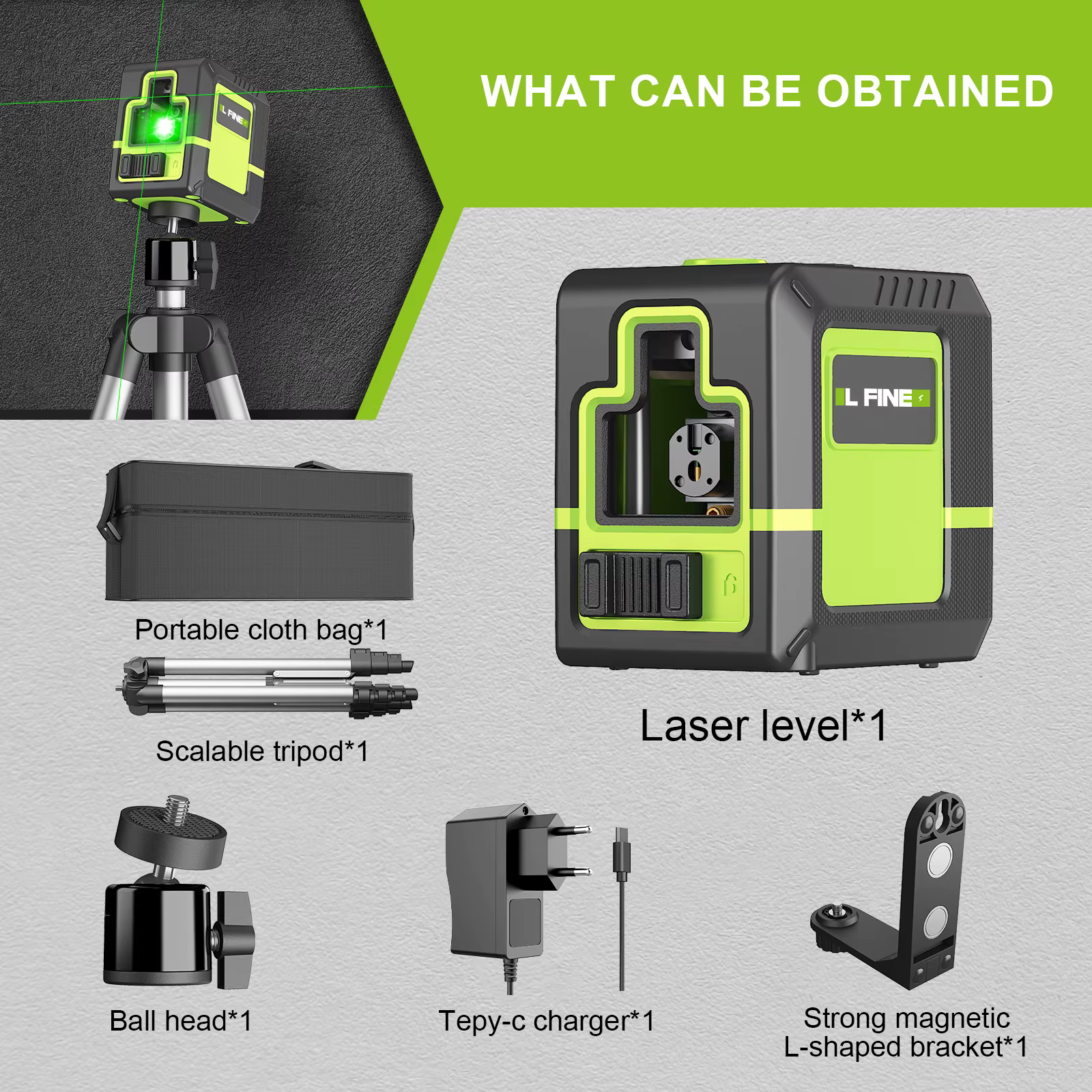 Lfine Laser niveau 2 lignes croix niveau vert Laser horizontal Vertical niveau Laser automatique 360