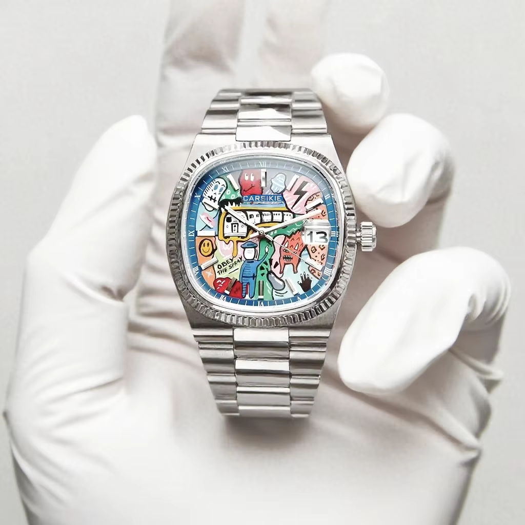 2025 nouvelle montre pour hommes carrée cadran d'art abstrait montre de Niche rétro à la mode cadeau