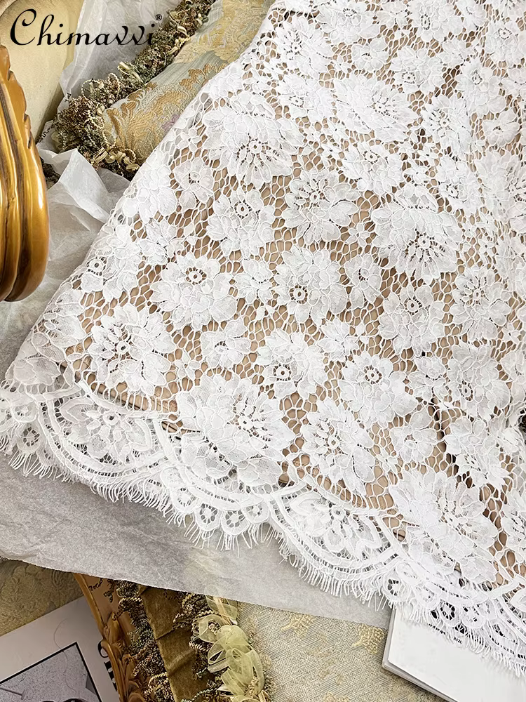 Robe à ongles française en dentelle, nouvelle mode lourde, haut de gamme, luxe, Slim, élégante, manc