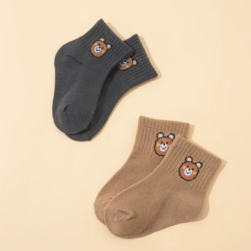 10 paires de chaussettes courtes élastiques mi-mollet, petit ours mignon, chaussettes pour bébé, cha