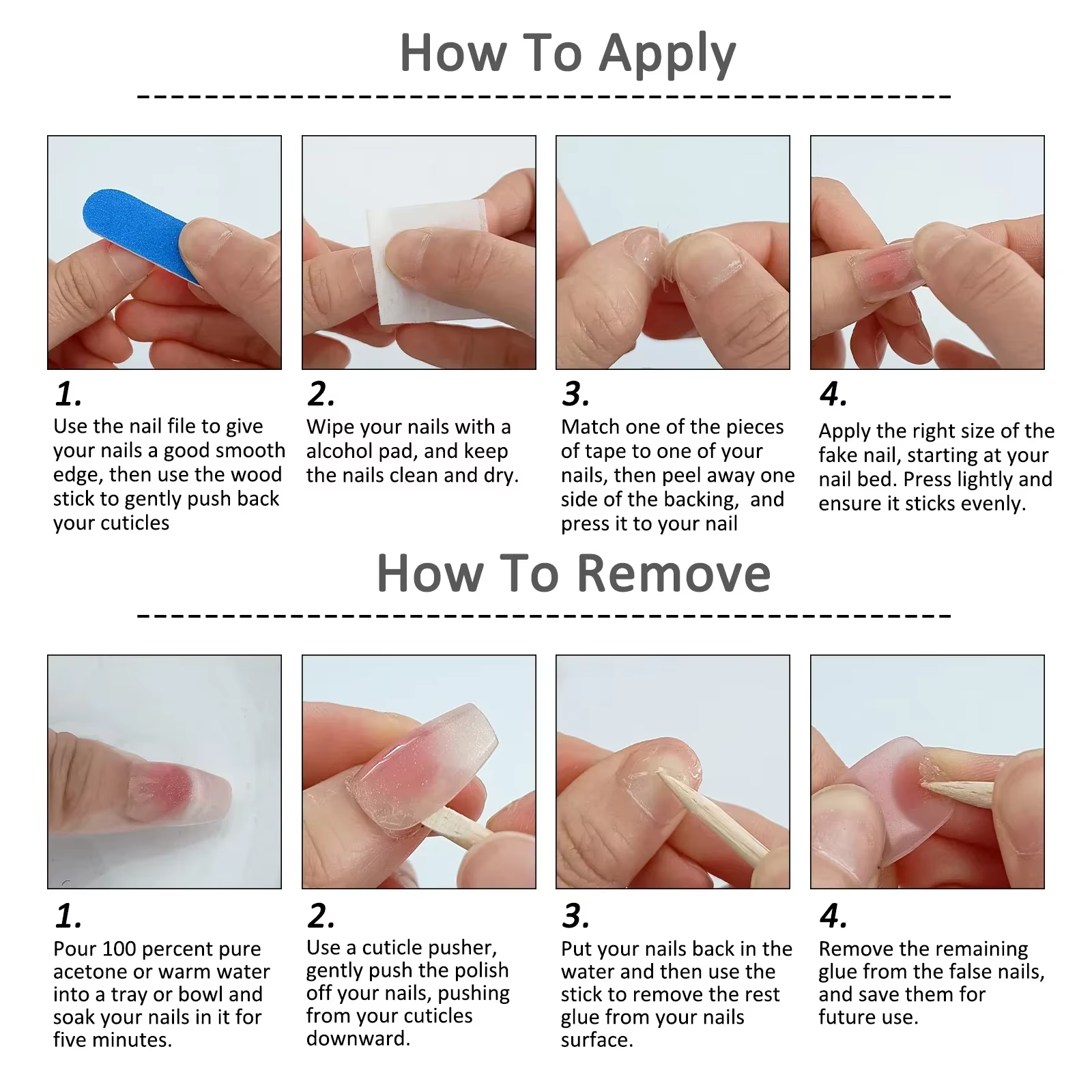 Faux ongles courts faits à la main, couleur Pure, avec colle à pression, couverture complète, tête r