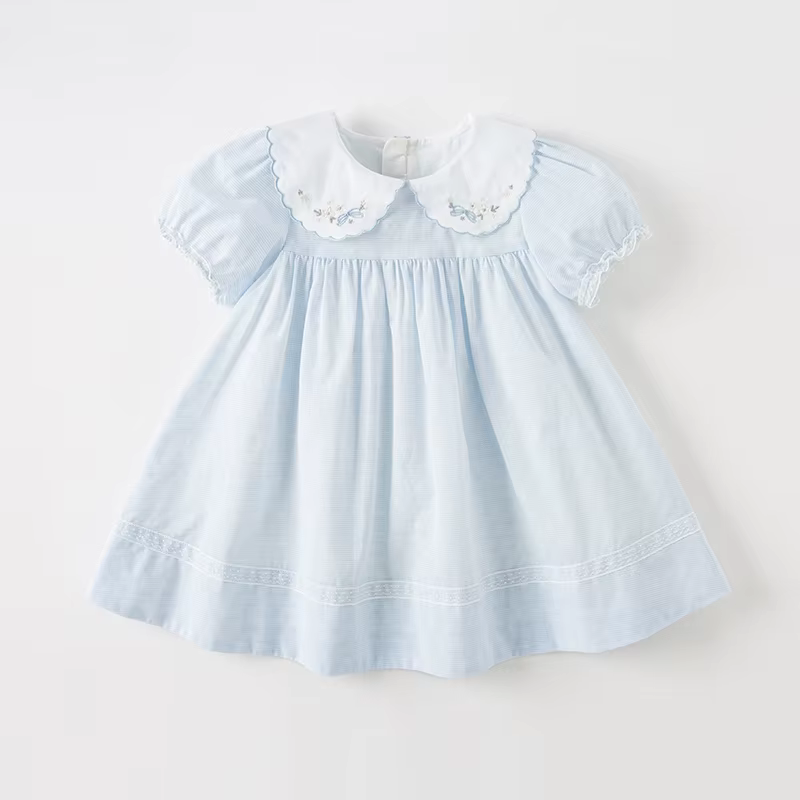 MACGirls-Robes décontractées en coton pour enfants, manches bulles, aérées, été, princesse, extérieu